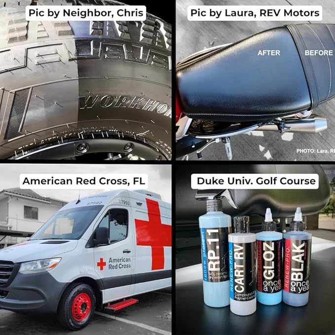 RENEW PROTECT - HOME SET | High Gloss, Semi, & Low Gloss, Real Restoration & True Protection - Tire Coating, Plastic, Rubber, Vinyl - Prevents Tire Dry Rot | 100% UV Block Protection | 5min Dry-Seal