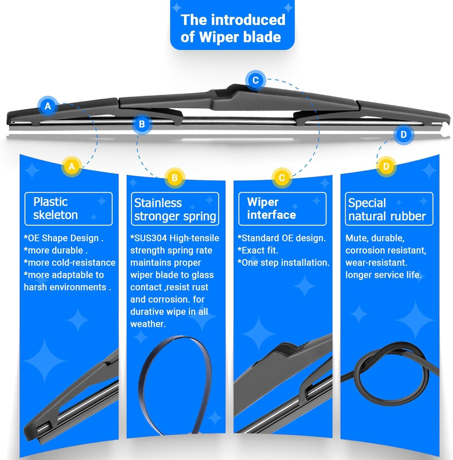 Windshield Wiper Blades Replacement for 2010-2015 Lexus RX350 RX450h RX 350 450h Original Factory Quality Front Rear Wipers Blade Set for My Car - 26" 22" 16" (Pack of 3)