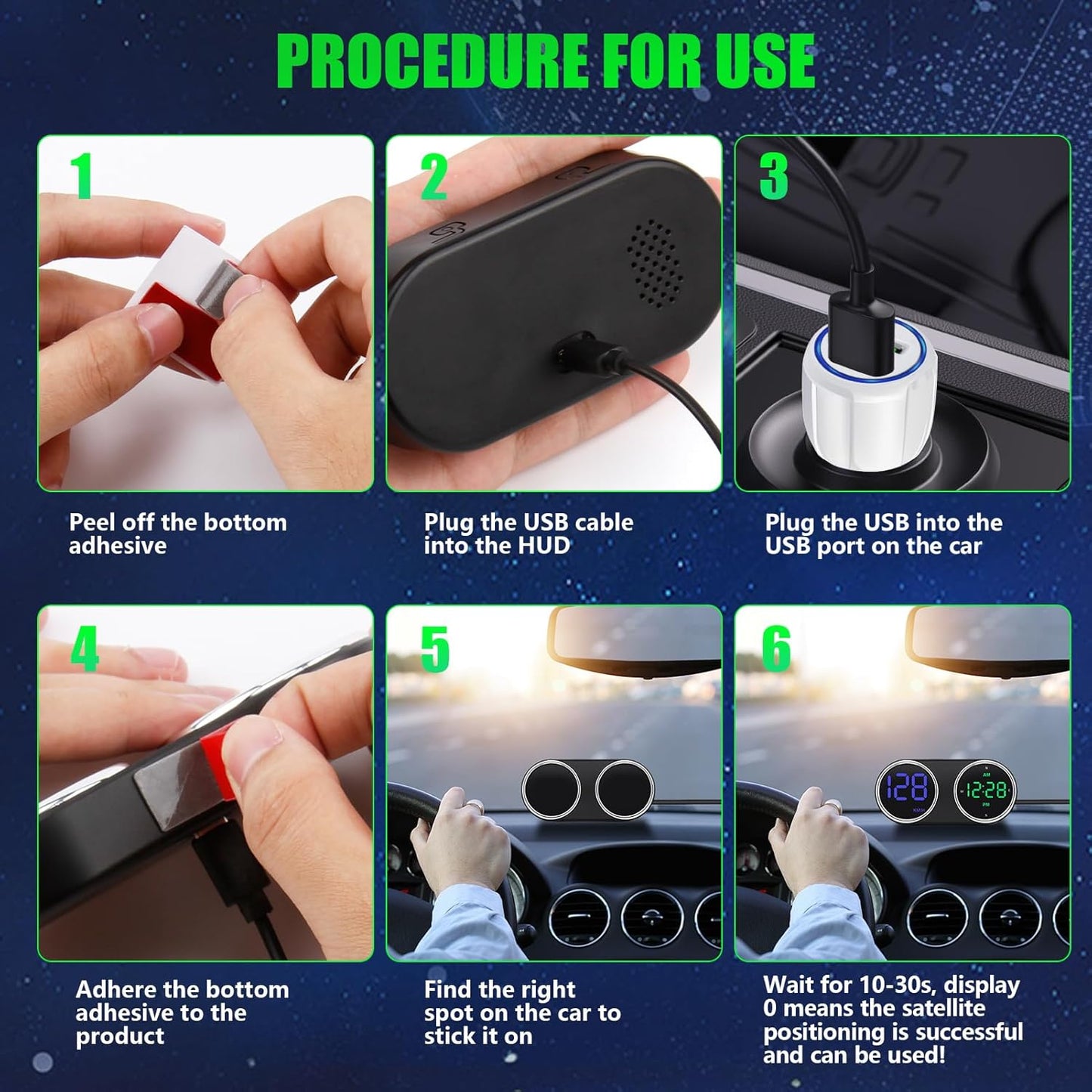 GPS Digital Speedometer for Car MPH, Universal HUD Speed Meter with LED Large Font, Plug Play for Car Truck Motor SUV Golf Cart All Vehicles (Colorful MPH KM/H Speedometer)