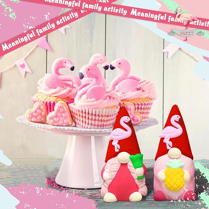 Hollowfly 2 Pack Christmas Gnomes Ready to Paint Your Own Flamingo Beach Gnome Statues, 4" Mini Blank Unpainted Ceramics to Paint Figurine Craft for Adults Xmas Holiday Garden DIY Art Decoration