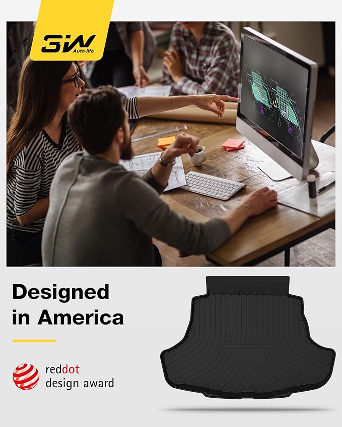 3W Cargo Liner Fit Toyota Camry 2018-2024, TPE All Weather Custom Fit Floor Liner, 1st and 2nd Row Floor Mats and Trunk Mat, Black