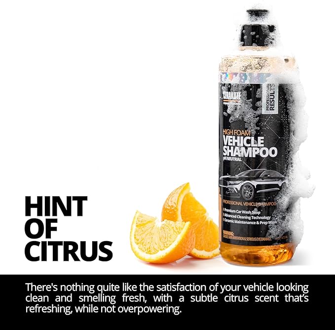 CERAKOTE High Foam Vehicle Shampoo (32 oz. Bottle) - pH Neutral Premium Car Wash Soap - Ceramic Coating Prep and Maintenance - Citrus Scent - Maximum Suds