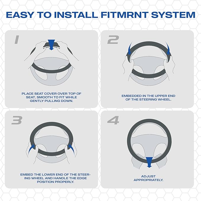 Skechers Memory Foam Steering Wheel Cover,Piping Microfiber Leather Steering Wheel Cover Sporty Universal Fit 14" 1/2-15" Car Wheel Protector for Men Women Fit Suvs,Vans,Sedans,Car,Trucks,Blue