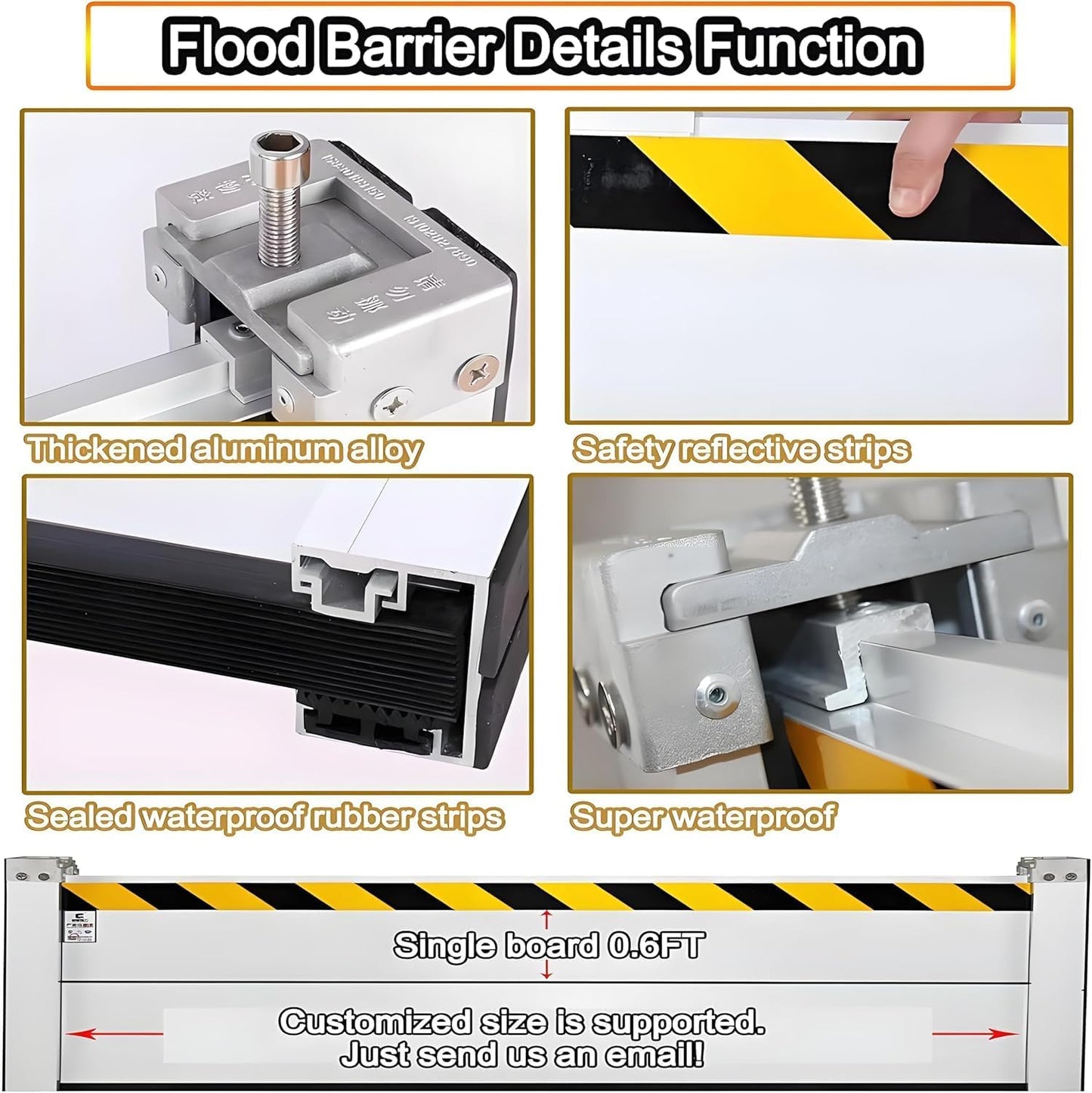 Flood Barriers for Home Exterior - Aluminum Alloy Outdoor Easy Flood Barrier Garage Doors Water Barriers for Flooding,H47.2 Inch/L11.5FT
