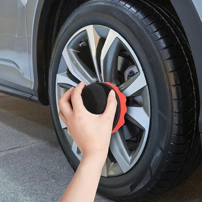 2 Pack Large Tire Shine Applicator Pad, Tire Hex Grip Applicator, Tire Shine Car Detailing Foam Sponge Tool, Reusable Car Cleaning Supplies After Car Wash Tire Cleaner for Applying Tire Shine