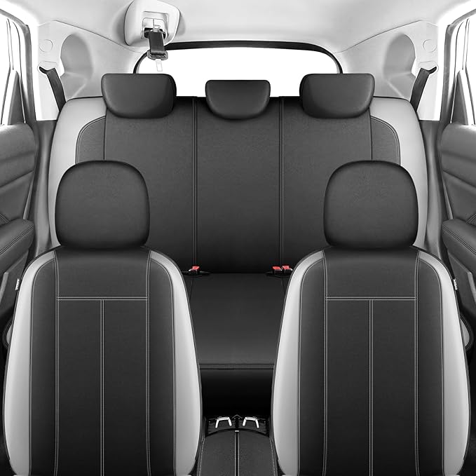 Neoprene EVA Waterproof Seat Covers, Premium Cloth Car seat Covers Full Set, Airbag Compatibable, Durable, All Season Protection Universal for Most Cars,Trucks,SUVs(Black LightGray 816)