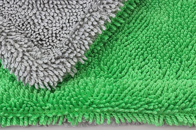 Autofiber Dreadnought XL Microfiber Towel, Superior Absorbency for Drying Cars, Trucks, and SUVs, Double-Twist Pile, One-Pass Vehicle-Drying Towel - Pack of 1, Green/Gray (20 inch x 40 inch)