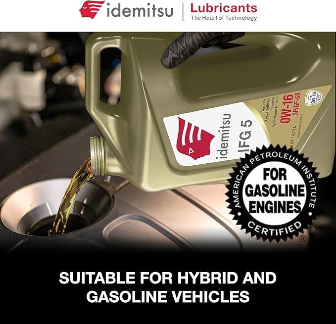 Idemitsu IFG 5 0W-16 Motor Oil Full Synthetic- 5 Quart, Case of 4 | SP/GF-6A Certified Engine Oil for TGDI & PFI Engines | Engineered for Superior Efficiency and Protection