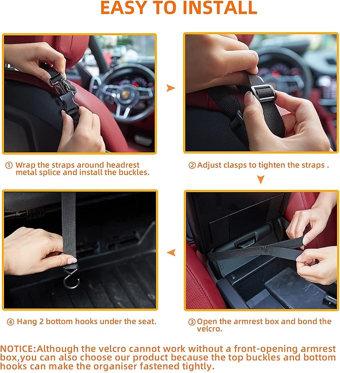 WLLWOO WLLWOO Car Net Pocket Handbag Holder Between Seats Back Storage Organizer Purse Holder for Console Front Seat Storage Barrier