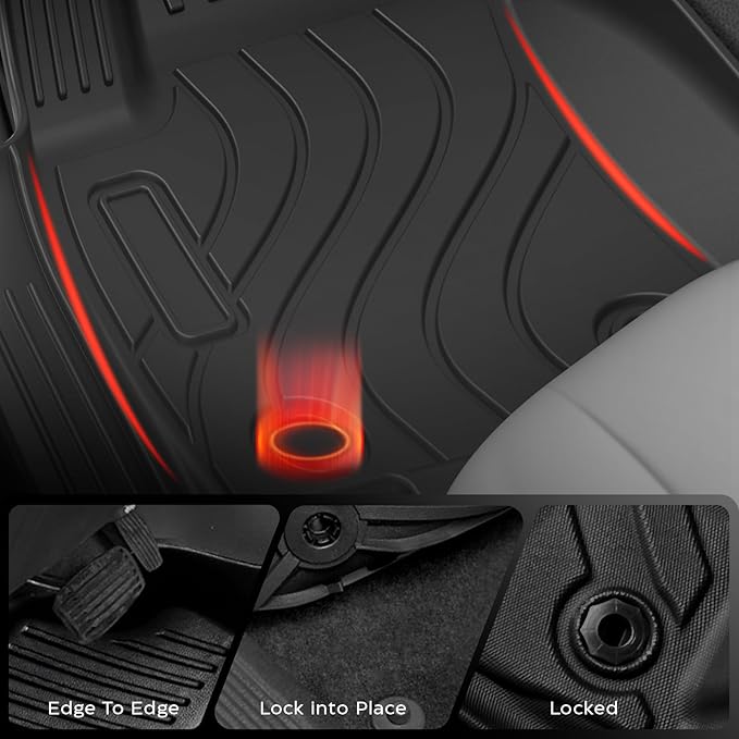 Floor Mats for Toyota Tacoma 2024-2025 Crew Cab, All Weather Floor Liner for Tacoma 2024-2025 TPE Custom Fit Car Mats Front&Rear 2 Row Mats, Black