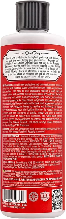 Chemical Guys VRP Car Vinyl, Rubber, and Plastic Dressing - Non-Greasy Dry-to-the-Touch High Shine Formula, Restores Car Trim, Tires, and Bumpers - 16 oz (3 Pack)