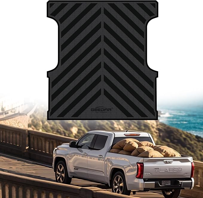 GEEDAR Heavy Duty Rubber Bed Mat for Toyota Tundra 5.5 ft Bed Liner, 2022 2023 2024 2025 Tundra Bed Mat, All Weather 5.5 ft Bed Mat for Toyouta Tundra Accessories, Black