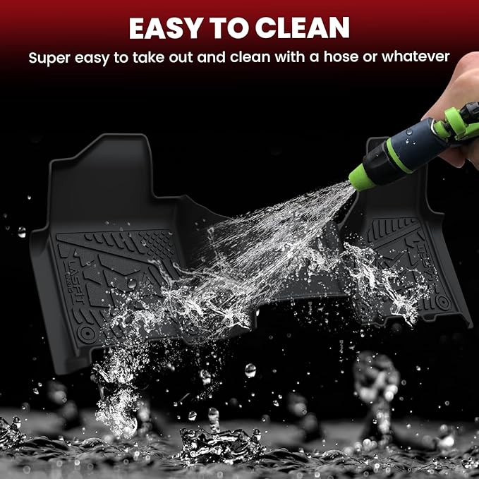 LASFIT Floor Mats 2019-2025 for Ram 2500/3500 Crew Cab with Bench Seat (Not for Bucket Seat & Model with PTO KIT or 4X4 Shifter), All Weather TPE Custom Fit Car Mats Floor Liners 1st & 2nd Row, Black