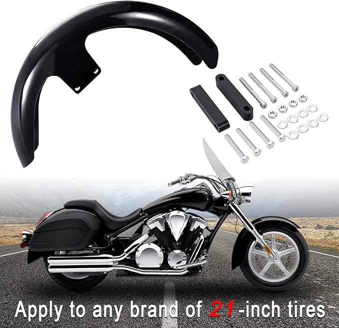 21 Inch Wheels Wrap Front Mudguard For Harley Davidson Touring Electra Road Street Glide Custom Baggers Road King motorcycle fender (Gloss Black A)