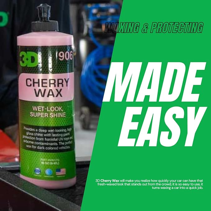 3D Cherry Wax – Liquid Carnauba Show Car Wax with Synthetic Polymers | Deep Gloss Finish | Easy Wipe-Off | Slick Shine | Fast Application | Made in USA | 1 Gallon