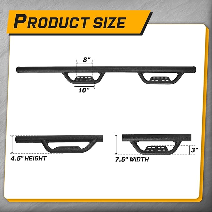 Drop Down Style Running Boards Compatible with 2007-2018 Wrangler Jk Jku Unlimited 4 Doors,Dual-Stage Textured Black Powder,3 Inch Step Bars Side Step, Wrangler Running Boards 4 Door