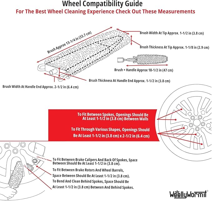 Wheel Cleaning Brush Car Detailing Kit - Rim Brush, Lug Nuts and Wheel Cleaner Brush Car Wash Kit -Tire Brushes for Cleaning Rims - Car Cleaning Supplies and Rim Cleaner Brush Set