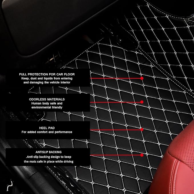 Custom car Floor mats Suitable for 99% car Truck SUV,car mats All Weather Personalized,Full Coverage Luxury Car Mats, Anti-Slip Leather Floor mats. (Orange and White)