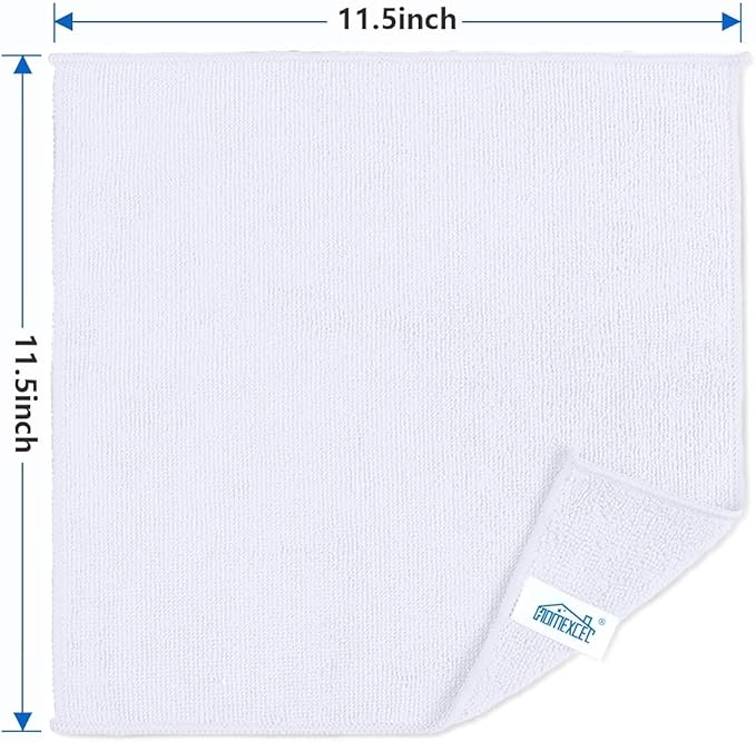 HOMEXCEL White Microfiber Cleaning Cloth, 100 Pack Cleaning Towels for Kitchen, Lint Free, Scratch-Free, Highly Absorbent, and Reusable Cleaning Rags for House, Window and Glass, Cars, 11.5 X11.5 inch