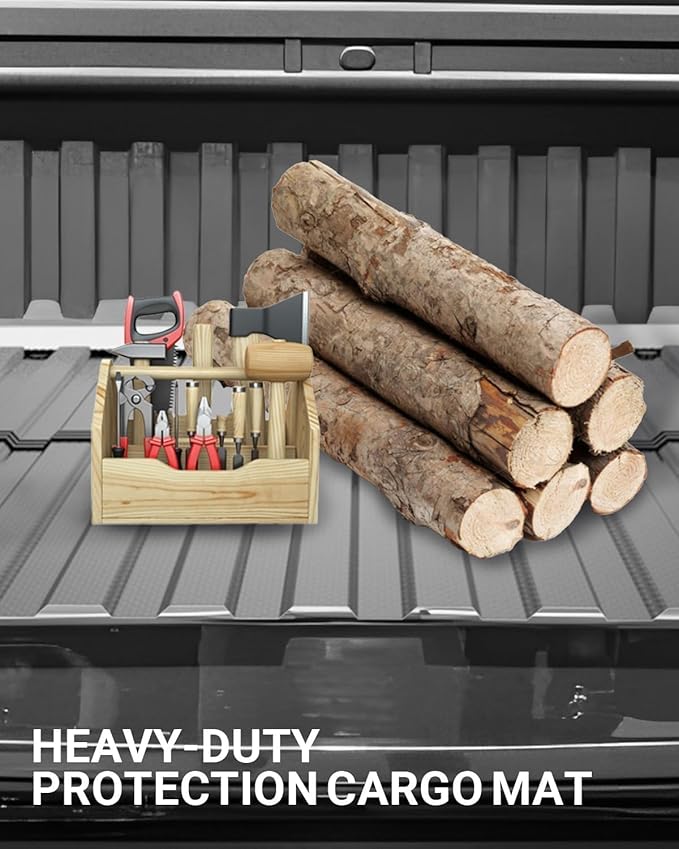 Ecarzo Truck Bed Mat for 2026 2025-2019 Chevy Silverado 1500/GMC Sierra 1500 5.8 FT Custom Fit Heavy-Duty TPE Car Cargo Bed Liner Anti-Slip All-Weather Tailgate Protector Odorless Pickup Accessories