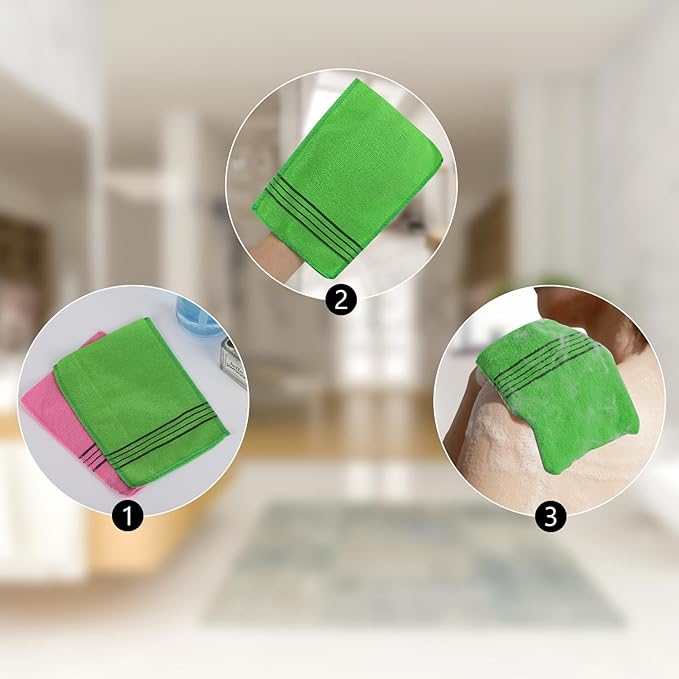 Tecbeauty 12Pcs Korean Exfoliating Bath Washcloths Mitt Scrubber for Body Removing Dead Skin