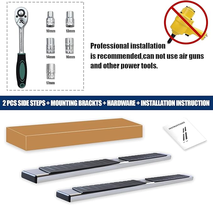 COMNOVA 6 Inch Running Boards for 2009-2018 Dodge Ram 1500 Crew Cab(Incl. 2019+ Classic Model), 10-26 Ram 2500 3500, Running Boards & Steps, Heavy Duty Carbon Steel Side Steps Nerf Bars.