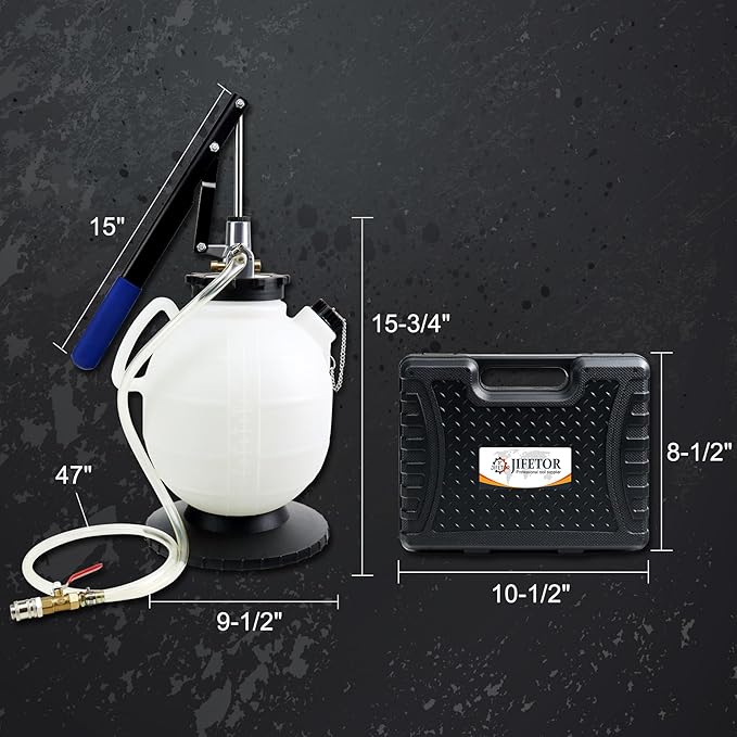 JIFETOR Transmission Fluid Refill Pump ATF Transfer Tool Kit, Manual Gearbox Oil Filler Set with 7.5L Oil Filling Can Dispenser 15PCS ATF Adapters Compatible with Ford Audi Mercedes Benz VW BMW