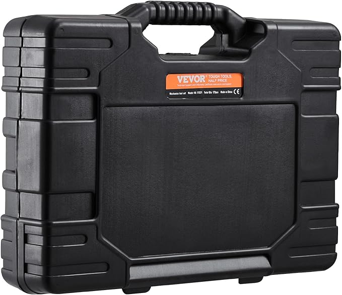 VEVOR 121-Piece Mechanics Tool Set - 1/4" 3/8" 1/2" Drive Sockets - SAE and Metric Mechanic Tool Kit with Bits - Ratchet Handle, Wrenches, Accessories, and Plastic Storage Case for Automotive Repair