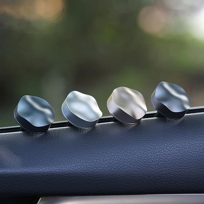 THEDOTS Series Metal Wave Car Air Freshener Vent Clip, Frosted Ebony, Water Ripple Design, Long-lasting Fragrance, Gift for Drivers