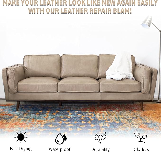 Beige Leather Recoloring Balm,Leather Couch Scratch/Stain Remover,Leather Repair kit for Vinyl Furniture and Car Interior,Leather Dye Paint for Scratched and Faded Leather Couches