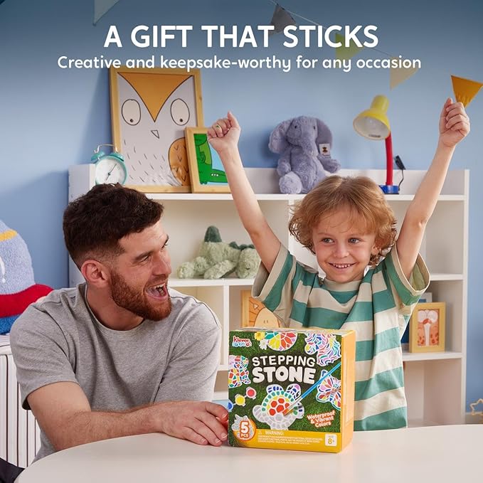 Klever Kits Stepping Stones Painting Kit for Kids - Paint 5 Garden Stones, Ceramic Garden Decor, Unicorn Craft Kits for Boys, Gifts for Boy, Girl Age 8+ Year Old - Summer Gift