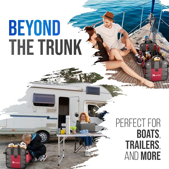 Car Trunk Organizer – Large Collapsible Storage Box with Adjustable Compartments – Heavy-Duty Cargo Organizer for SUV, Truck & Car – Non-Slip Waterproof Trunk Storage Bin for Groceries & Tools - XL