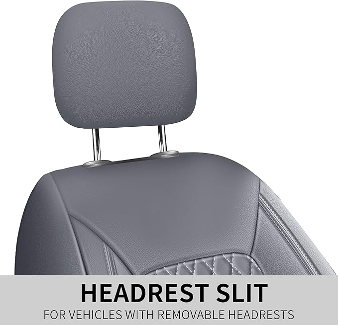 Car Seat Covers,Breathable and Waterproof Leather Seat Covers,Luxury PU Universal Fit Automotive Airbag Compatible for Most Cars Sedans SUV and Truck(2 Pieces,Front Seat,Grey,N1)