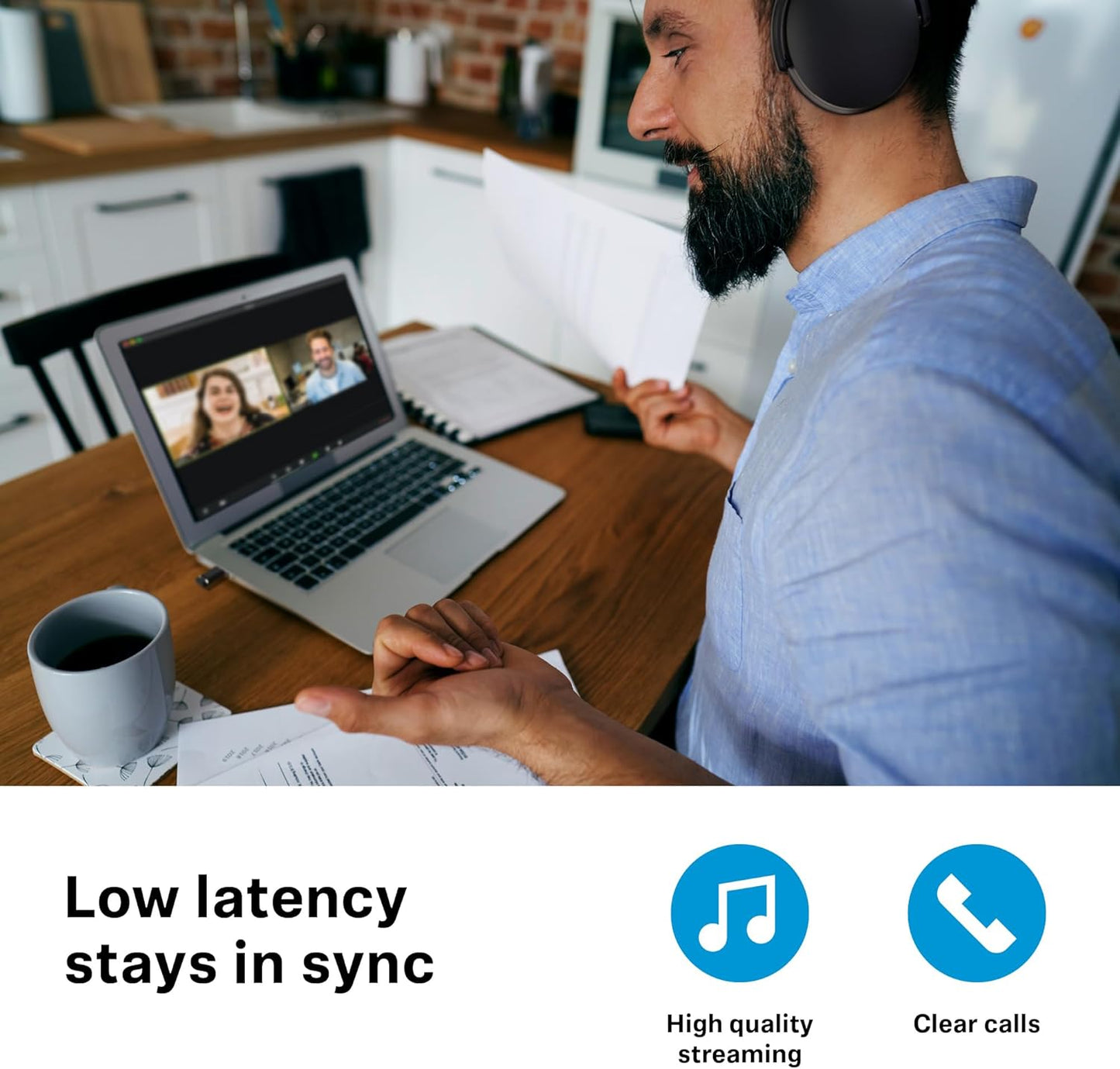 Sennheiser ACCENTUM Wireless Bluetooth Headphones - 50-Hour Battery Life, Audio, Hybrid Noise Cancelling (ANC), All-Day Comfort and Clear Voice Pick-up for Calls, Black/Copper