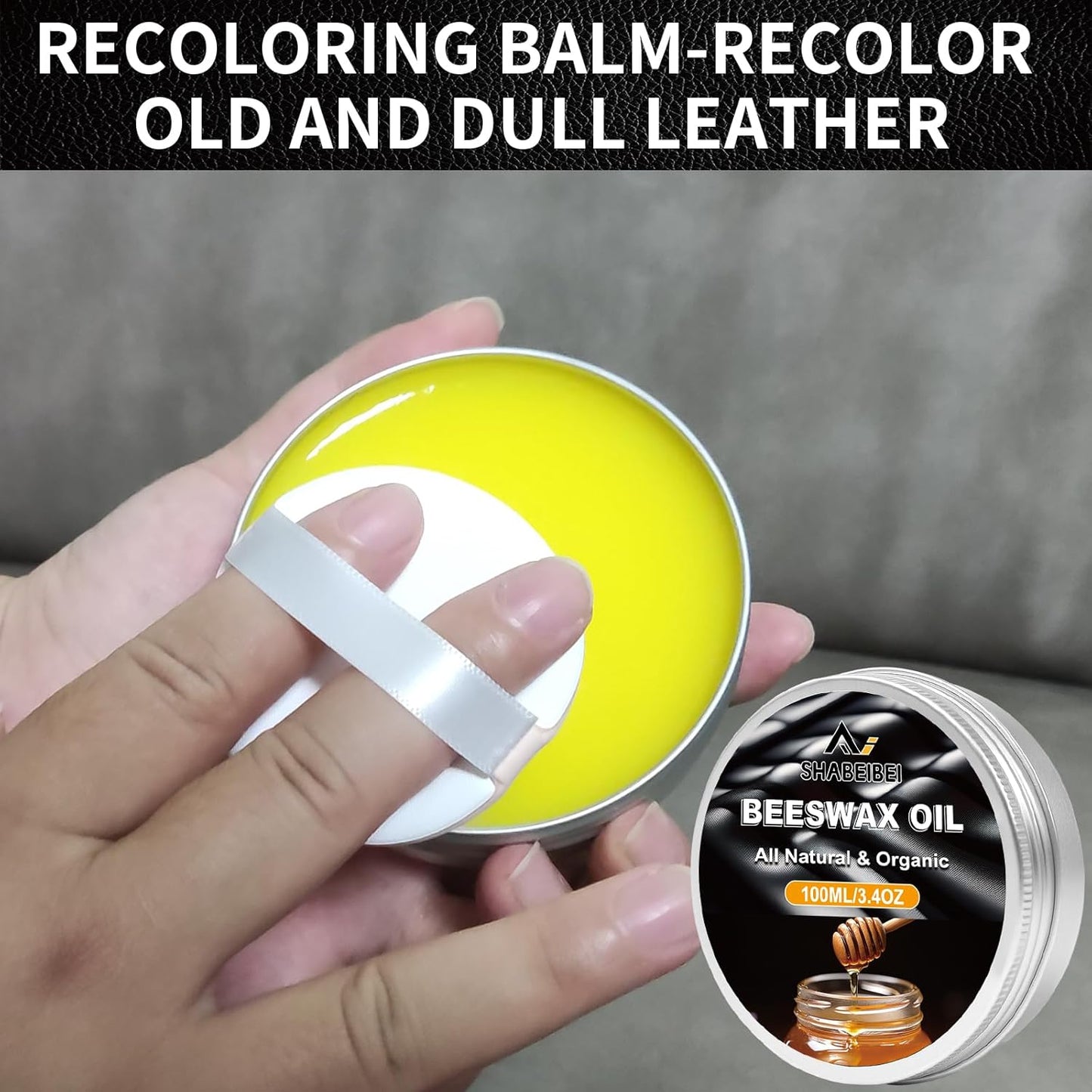 Leather Repair Kit Recoloring Balm Cleaner Conditioner Waterproof Beeswax Oil for Car Seat Furniture Couch Shoe Leather Vinyl(Dark Brown)