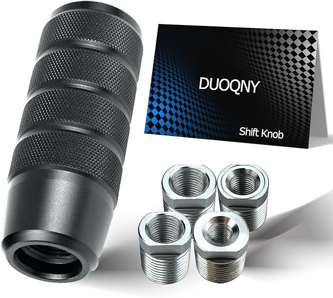3.78" Weighted Shift Knob with 4 Alloy Adapters, Aluminum Alloy Gear Shifter Knobs Perfect for 4, 5, 6-Speed Manual and Automatic Cars, Universal Fit Most Vehicle (Black)
