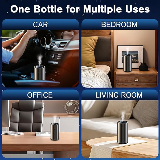 Smart Car Air Freshener Diffuser, Car Diffuser Air Fresheners Long Lasting with 100ml Perfume Last 6 Months, RGB Music Syncing Light, Auto On/Off Intelligent, 5 Adjustable Rechargeable Aroma Diffuser