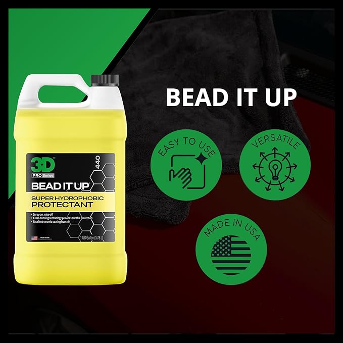 3D Bead It Up Ceramic Coating Booster Spray - Super Hydrophobic Bead Maker - Polymer Paint Protectant & Sealant 1 Gallon