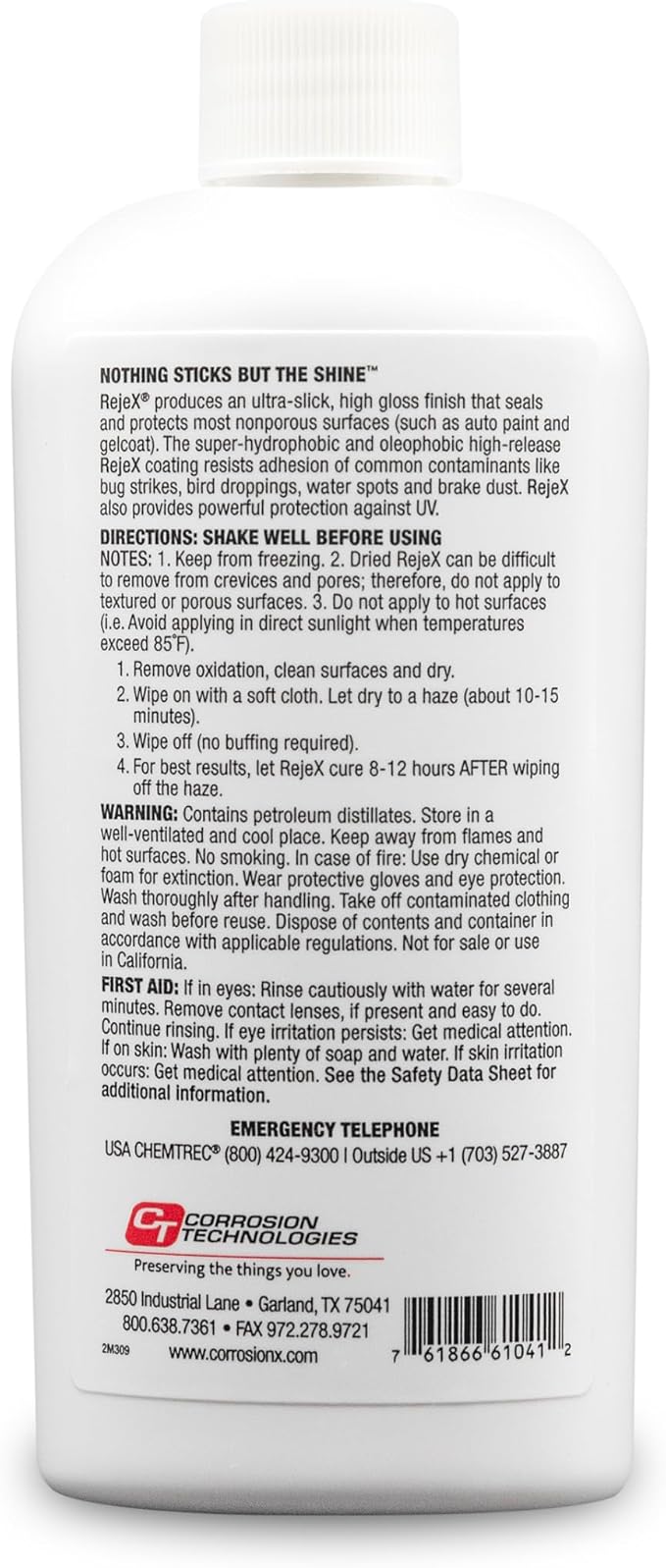 Corrosion Technologies RejeX 61041 (4 fl oz) – High Gloss Finish That Protects | For All Vehicles | Ceramic Matrix Paint and Surface Sealant | Lasts 3X Longer Than Wax | Nothing Sticks But The Shine!