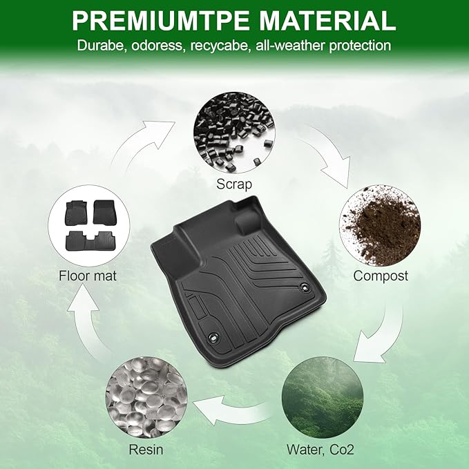 Floor Mats Custom Fit for Honda CRV 2023 2024 2025 2026 (Include Gas and Hybrid), Door Sill Guards & Front & 2nd Row TPE All Weather Protection Black Car mat Automotive Liners Accessories