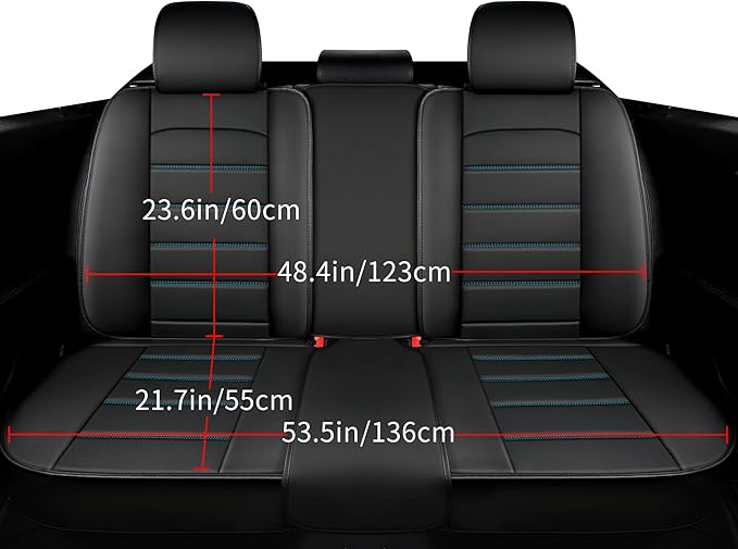 Car Seat Covers 5 Seats Full Set, Waterproof Napa Leather Automotive Seat Protector for Cars SUV Truck Sedan, Universal Anti-Slip Car Seat Cushion Interior Accessories, Black and Blue