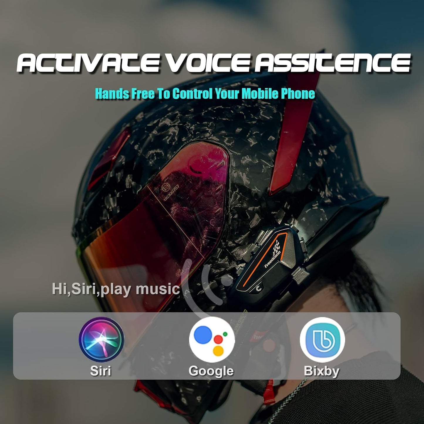 FreedConn F1 Motorcycle Helmet Bluetooth Headset with CVC Noise Cancellation, Stereo Music, Bluetooth 5.2, IP65 for Motorcycle Touring, Snowmobile/ATV