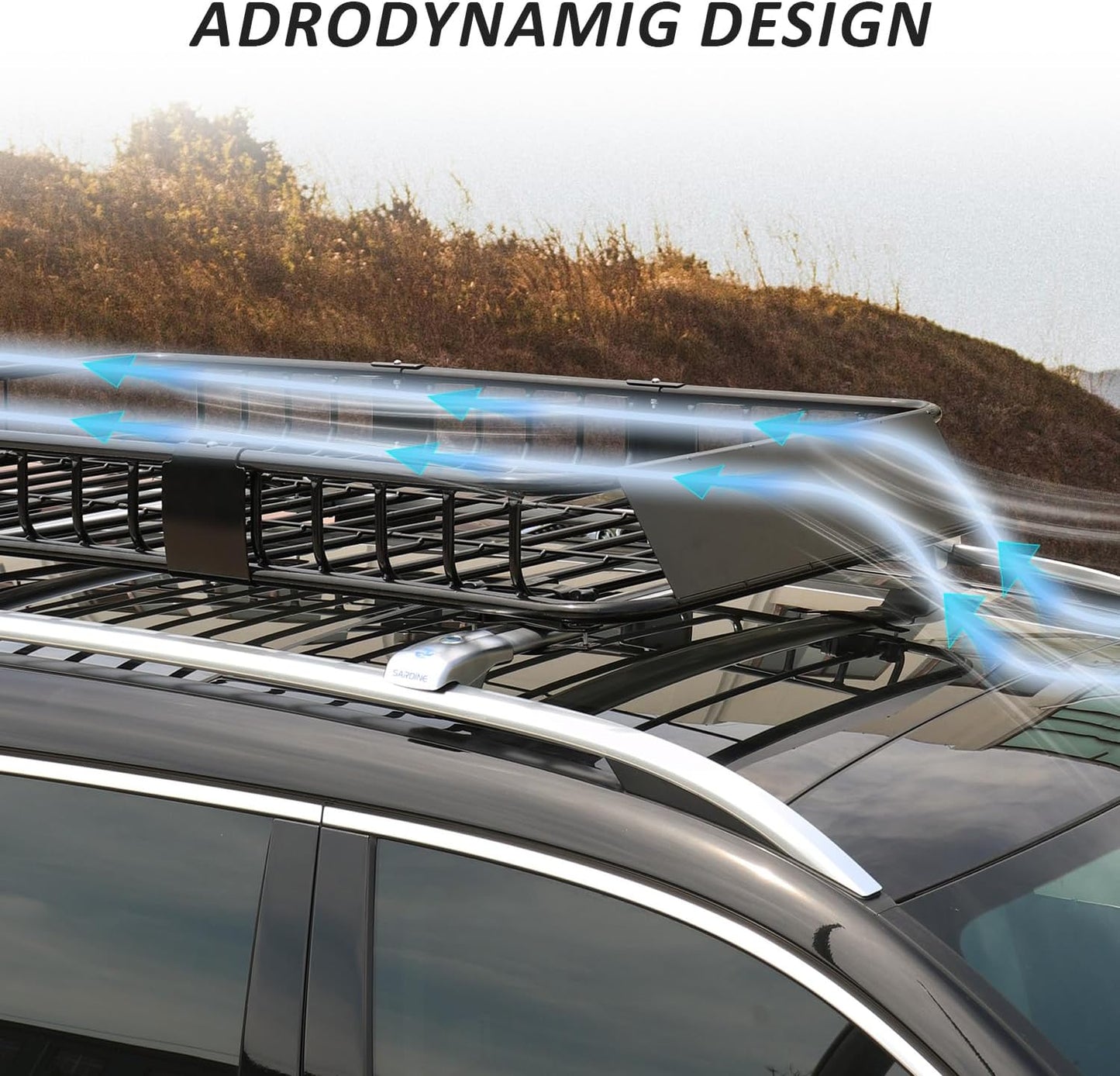 FORWODE Roof Rack Carrier Basket, 64" x 39" Rooftop Cargo Carrier Basket with 250 Lbs Capacity, Rust-Proof Steel Heavy Duty Car Top Luggage Basket