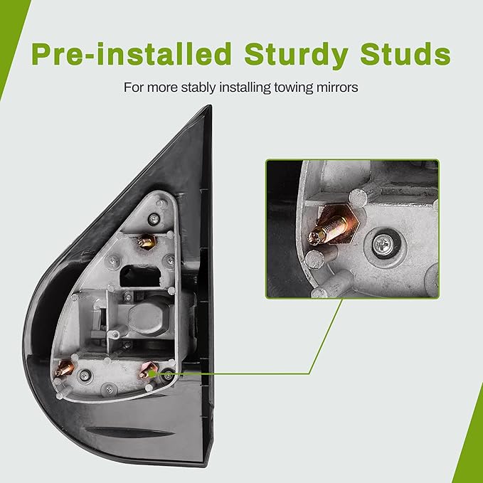 AUTOSAVER88 Towing Mirrors Compatible with 2007-2013 Chevy Silverado GMC Sierra All Models Right and Left Side Mirror Power Adjustable Heated Tow Mirror Set