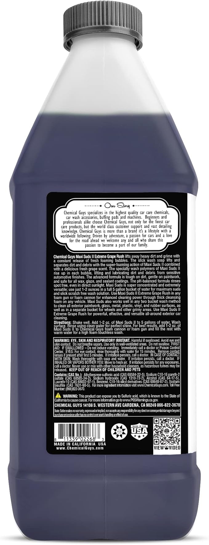 Chemical Guys CWS_1010 Maxi-Suds II Foaming Car Wash Soap (Works with Foam Cannons, Foam Guns or Bucket Washes) Safe for Cars, Trucks, Motorcycles, RVs & More, 128 fl. Oz (1 Gallon), Grape Scent