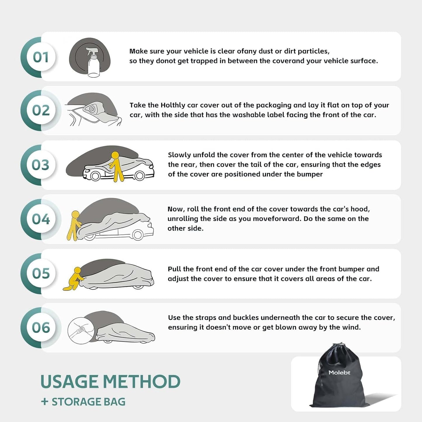 Coupe Car Cover Custom Fit for Lexus ES 300 330 350(2015-2025), Waterproof All Weather for Automobiles, Outdoor Full Cover with Windproof Clip Straps.