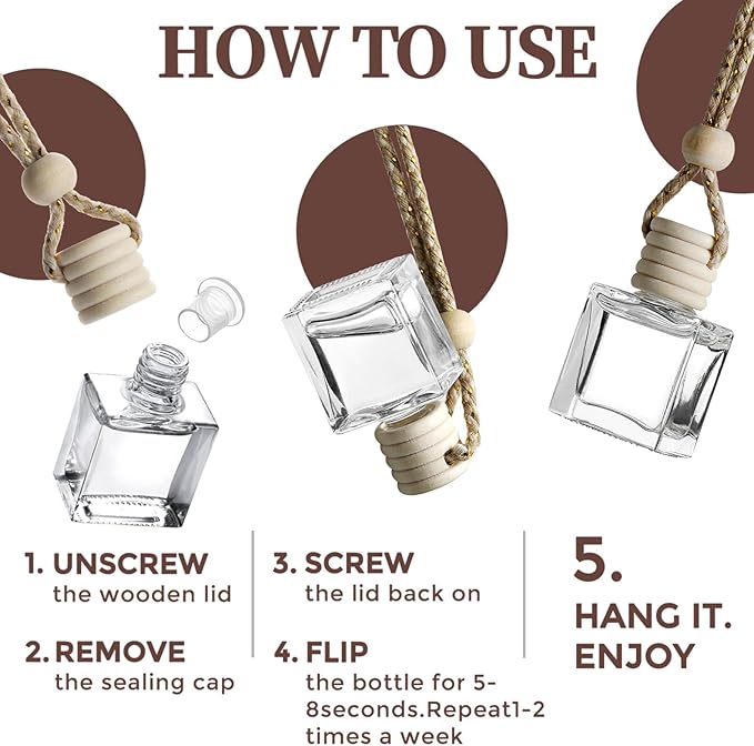 2-Pack Mahogany Sandalwood Hanging Car Air Freshener Long Lasting Car Scent Essential Oil Diffuser Car Perfume