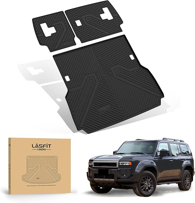 LASFIT Cargo Mat & Seatback Mat for Toyota Land Cruiser/for Lexus GX550 5-Seat 2024-2026, Custom Fit All-Weather TPE Rubber Backrest & Trunk Mats for Land Cruiser Accessories, Easy to Clean, Black