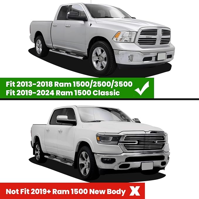 LASFIT Floor Mats 2013-2018 for Dodge Ram 1500/2500/3500 Crew Cab, 2019-2024 for Dodge Ram 1500 Classic Crew Cab 4 Full Size Doors All Weather TPE Custom Fit Car Mats Floor Liners 1st & 2nd Row, Black