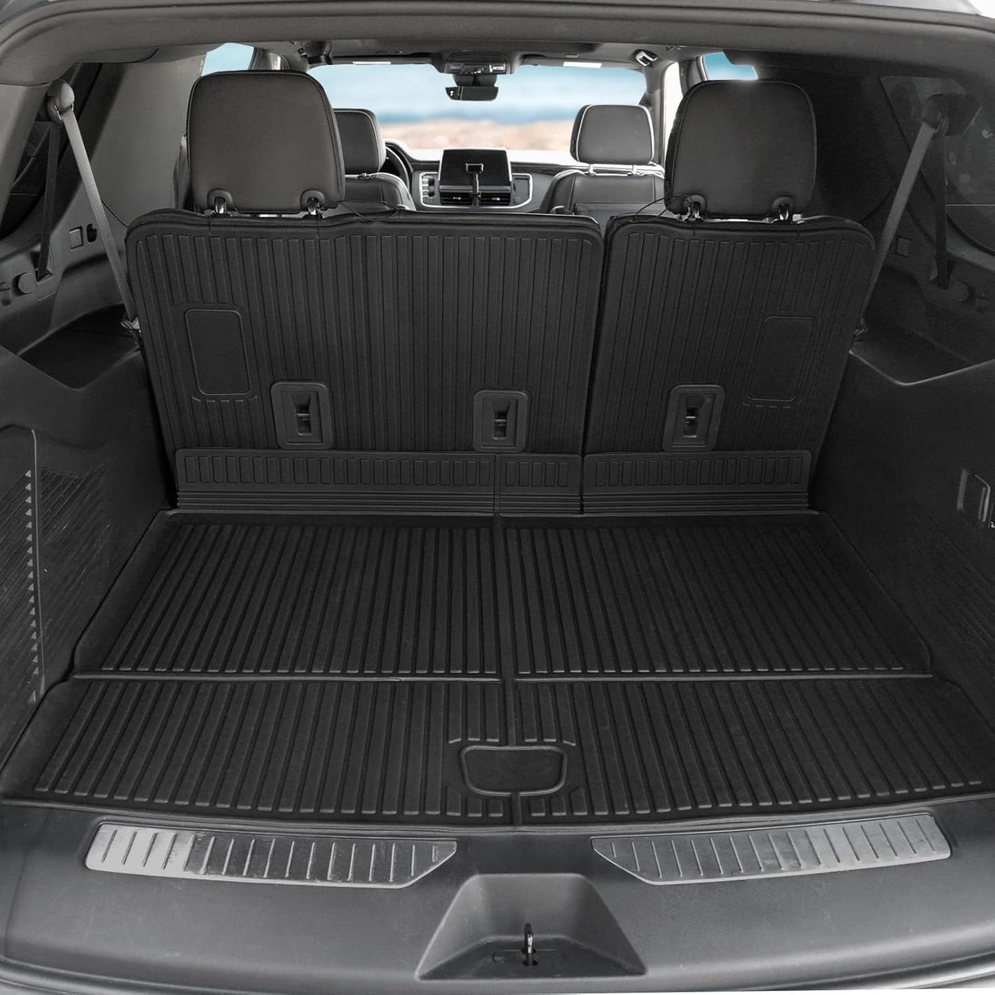 Floor Mats Set for 2021-2025 Chevy Suburban 7 Seats/GMC Yukon XL Accessories, Full Coverage All Weather Floor Mats Cargo Mat with 3rd Row Backrest Protectors & Door Sill Guards
